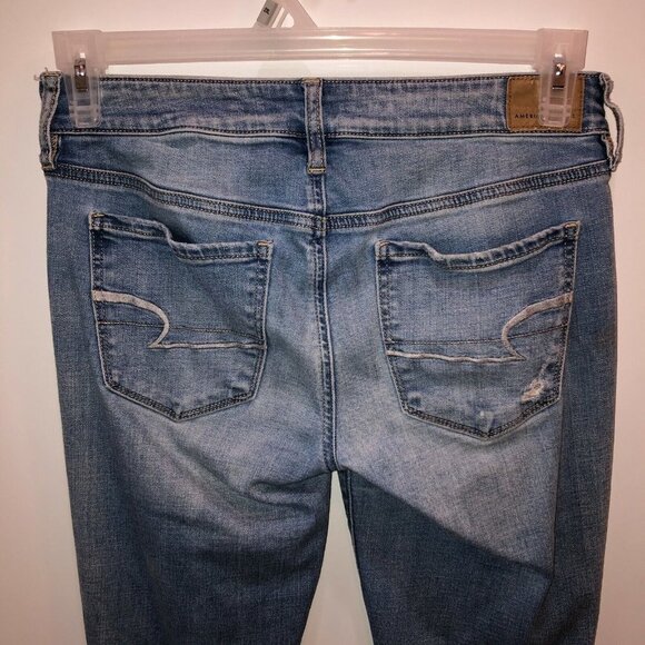American Eagle Womens Size 6 Regular Light Wash Distressed Jegging Skinny Jeans - Picture 7 of 12